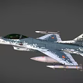 Camouflaged Military Fighter Jet With Green Cockpit Mounted Missiles And Flaming Tail