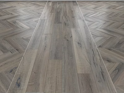 Wooden Floor Components Featuring Herringbone Pattern And Straight Planks With Light Gray Wood Grain 3d model