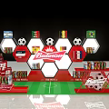 Budweiser Commercial Promotional Display Equipment With Football Models Hexagonal Shelves And Beer Cans