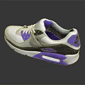 Modern Color Block Sneakers in Gray White with Purple Accents and Air Cushion Sole