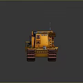 Yellow Tank With Dual Cannons Heavy Duty Tracks Mechanical Industrial Design