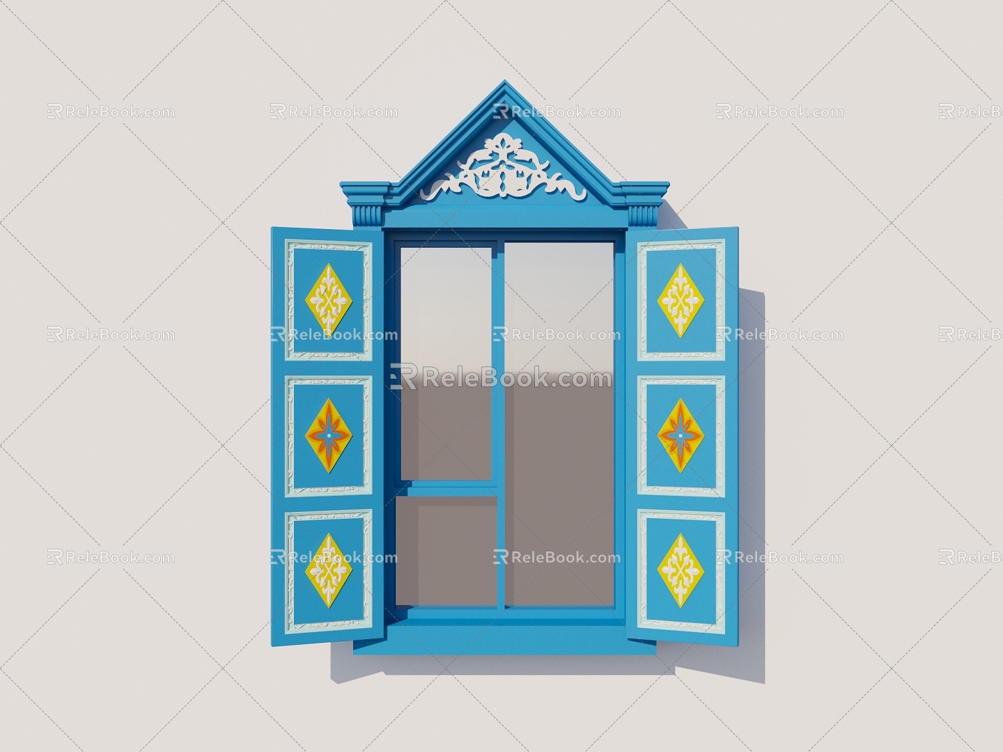 ethnic wind xinjiang windows yili blue 3d model