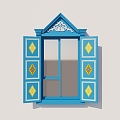 ethnic wind xinjiang windows yili blue 3d model