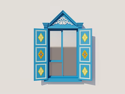 ethnic wind xinjiang windows yili blue 3d model