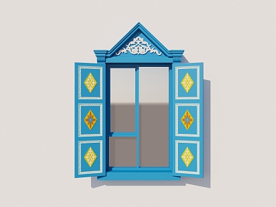 ethnic wind xinjiang windows yili blue 3d model