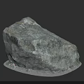 Natural Stone Material With Green And Purple Small Plants At Bottom