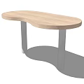 Light Wood Bar Counter With Curved Tabletop And Modern Metal Legs