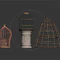 Decorative Bird Cages In Various Styles Including Pink Wooden And Straw Designs
