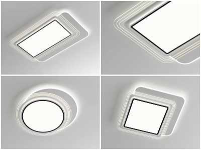 Modern Ceiling Lights with Rectangular Square Round Shapes and Sleek Design 3d model