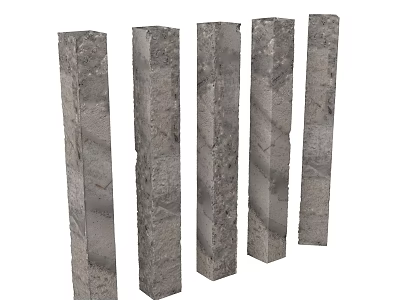 Set of Five Textured Stone Columns With Natural Surface Patterns 3d model