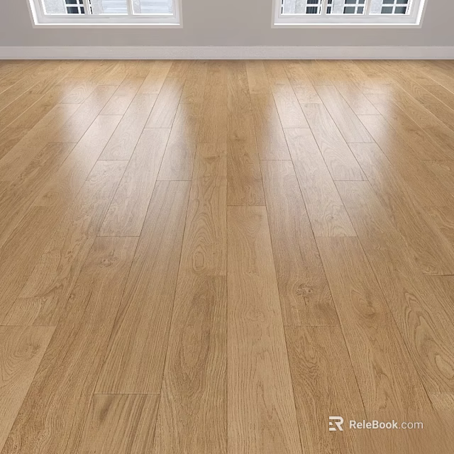 Natural Oak Wooden Floor With Smooth Surface And Shiny Finish For Home Interior 3d model 