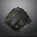 Ancient Textured Weapon with Polygonal Shape Protruding Base and Rustic Metal Surface