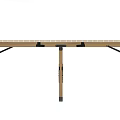 Portable Wooden Folding Table With Slat Top And Foldable Metal Legs For Outdoor Use