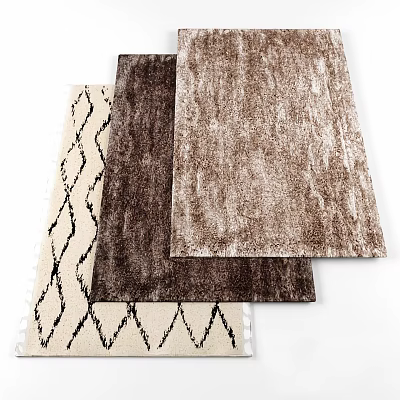 Textured Square Rug Collection With Soft Plush Brown And Beige Designs 3d model