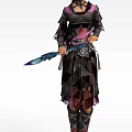 Multiple Characters in Black Purple Outfits Holding Blue Spears With Decorative Armor