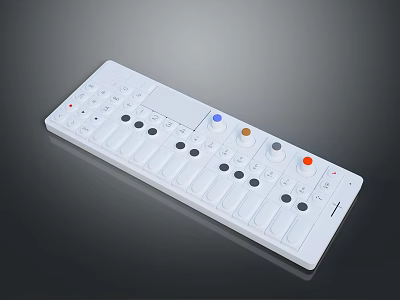 Modern White Household Control Device With Multiple Buttons Knobs And Sliders 3d model