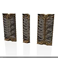 Ancient Decorative Weapon Components With Golden Gray Feather Layered Design