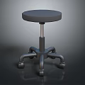 Round Gray Seat Adjustable Stool With Metal Frame And Five Casters 3d model