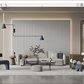 Modern sofa coffee table combination 3d model