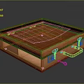 Brown Leather Square Box With Metal Clasps And Stitched Handle Design