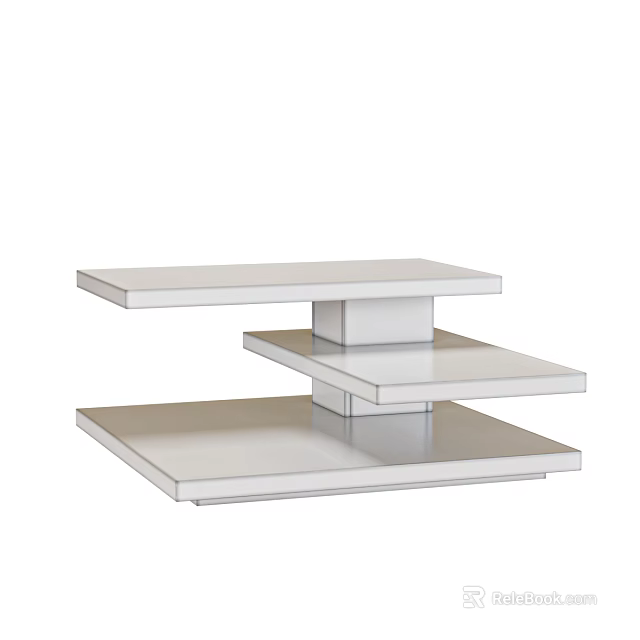 Modern White Coffee Table With Multi Tiered Sleek Layered Design Structure 3d model