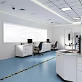 Modern Laboratory Interior With Lab Benches Scientific Equipment And Blue Flooring