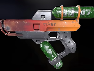 Tactical Orange Green Weapon With Grip Barrel Metal Structure And Modern Design 3d model