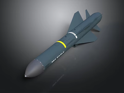 Gray Military Missile With Yellow Band White Stripe And Spice Ball Label 3d model