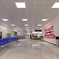 Administrative Service Hall Interior With Blue Walls Desks Chairs File Cabinets And Computers