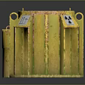 Yellow Rusty Radioactive Waste Barrels With Radiation Warning Signs For Storing Hazardous Materials