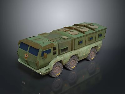 Green Military Tank With Multiple Wheels Round Top Hatches And Side Windows 3d model