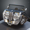 Black Vintage Convertible Car With Classic Design Chrome Accents And Large Headlights