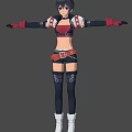 Anime Style Game And Movie Character With Red Black Armor And Short Pants Outfit