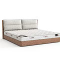 Modern Double Bed With Twin Padded Headboard And Textured Mattress