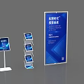 Modern Standing Display Shelves With Blue Panel For Advertising Exhibition