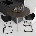 Modern Open Concept Kitchen Interior With Island Counter Cabinets And Bar Stools