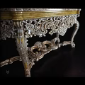 Luxury Ornate Console Table With Intricate Carvings And Elegant Silver Gold Leg Design