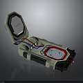 Open Weapon Device With Green Casing Internal Red And Blue Wires And Circular Panel 3d model