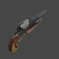 Vintage Engraved Revolver With Wooden Grip Decorative Metal Parts And Classic Design