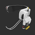 3D Render Modern White Headphone Speaker Design with Black Accents Red Details and Yellow Components