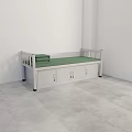 Single Bed With White Frame Green Mattress Side Rails And Storage Drawers