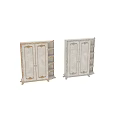 Elegant White Wardrobe With Ornate Gold Carvings On Panel Doors And Storage Shelves