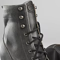 Stylish Leather Boots with Lace Up Design and Metal Rivets High Heel Fashion Footwear
