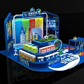 Colorful Champions League Themed Display Cabinet With Blue Frame And Drinks