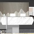 Modern Exhibition Space With White Sculptural Installation And Blue Accents
