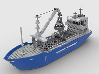 Lego toy building blocks fishing boat freighter fishing boat 3d model