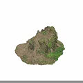 Natural Stone And Wood Texture In 3D Terrain Model Design With Green Vegetation