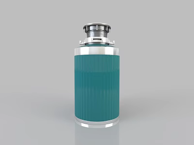 Modern Teal And Silver Cylindrical Kitchen Appliance With Striped Design 3d model