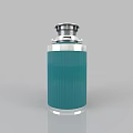 Modern Teal And Silver Cylindrical Kitchen Appliance With Striped Design 3d model