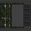 Military Camouflage Container With Open Door And Black Interior In Green Camouflage Design